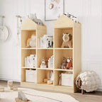 8 Cubby Kids Bookshelf with Castle Shape, Kids Reading Nook w/Toy Storage Organizer, Multiful Storage Display Case for Children's Room Nursery