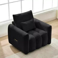 MAYEERTY 35 Teddy Fabric Sofa, Modern Lounge Chair Upholsteres with a Pillow Apartment Office Living Room Black