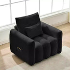 MAYEERTY 35 Teddy Fabric Sofa, Modern Lounge Chair Upholsteres with a Pillow Apartment Office Living Room Black