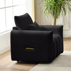 MAYEERTY 35 Teddy Fabric Sofa, Modern Lounge Chair Upholsteres with a Pillow Apartment Office Living Room Black