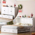 Mjkone Queen Murphy Bed with Storage&Charging Station, Farmhouse Cabinet Bed,Noise-Free,for Guest Room,Optional Mattress