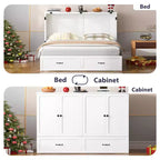 Mjkone Queen Murphy Bed with Storage&Charging Station, Farmhouse Cabinet Bed,Noise-Free,for Guest Room,Optional Mattress