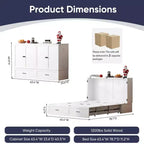 Mjkone Queen Murphy Bed with Storage&Charging Station, Farmhouse Cabinet Bed,Noise-Free,for Guest Room,Optional Mattress