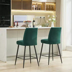 TUYOHW Modern Velvet Counter Height Bar Stools Set of 2,Bar Chairs with Black Iron Legs & 300 lbs Capacity for Kitchen,Dining Room,Home Bar