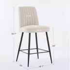 TUYOHW Modern Velvet Counter Height Bar Stools Set of 2,Bar Chairs with Black Iron Legs & 300 lbs Capacity for Kitchen,Dining Room,Home Bar