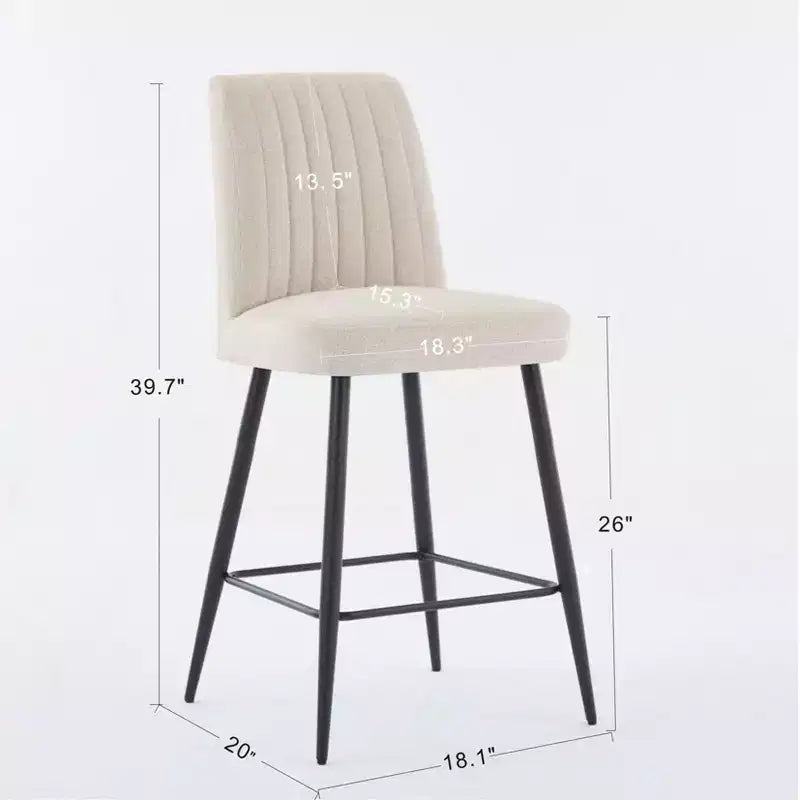 TUYOHW Modern Velvet Counter Height Bar Stools Set of 2,Bar Chairs with Black Iron Legs & 300 lbs Capacity for Kitchen,Dining Room,Home Bar
