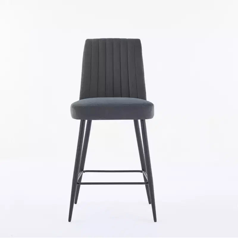 TUYOHW Modern Velvet Counter Height Bar Stools Set of 2,Bar Chairs with Black Iron Legs & 300 lbs Capacity for Kitchen,Dining Room,Home Bar