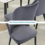 Ensemble de 2 chaises de salle à manger modernes en tissu : siège rembourré, pieds en bois - chaises d’appoint polyvalentes pour cuisine, salle à manger, restaurant, café et salon