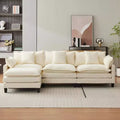 Acekool Oversized L Shaped Sectional Sofa, Modular Chenille 3 Seater Couch with Deep Seat and Ottoman, Comfy Convertible Sofa for Living Room