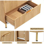 48 Tall 5-Drawer Fluted Dresser in Natural - Modern Deep-Drawer Wooden Chest with Wide Top for Bedroom, Living Room, Hallway & Kids' Room.