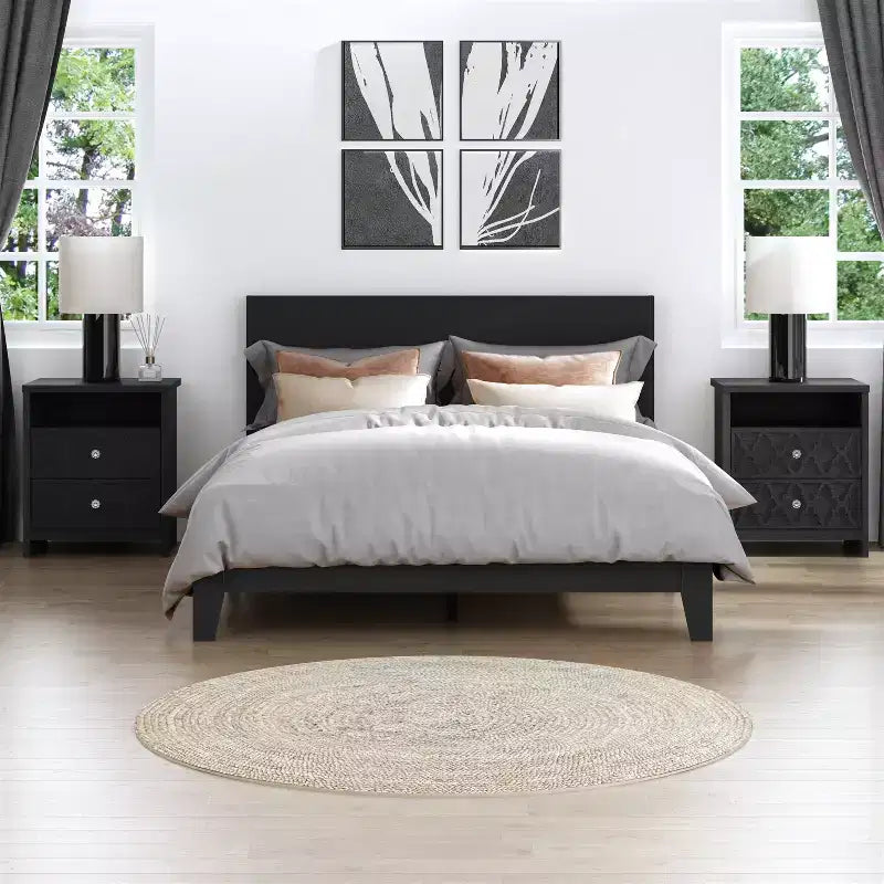 Galano modern, 2 fiókos éjjeliszekrények tárolópolccal, 2 darabos készlet, 22.8 W 15.7 D 26.8 H