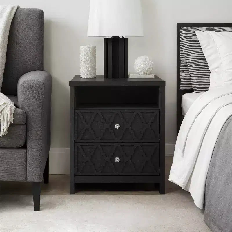 Galano modern, 2 fiókos éjjeliszekrények tárolópolccal, 2 darabos készlet, 22.8 W 15.7 D 26.8 H