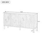 60 4-Door Sideboard,Hidden Handle,Distinctive Solid Ash Veneer Buffet with Storage Farmhouse Sideboard TV Stand Natural