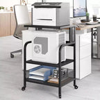 Sturdy 3-Tier Printer Stand with Wheels, 150 lbs Capacity, Printer Cart Adjustable Feet, Industrial Metal Storage Shelf