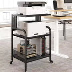 Sturdy 3-Tier Printer Stand with Wheels, 150 lbs Capacity, Printer Cart Adjustable Feet, Industrial Metal Storage Shelf