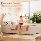 Twin Upholstered Bed Frame with 2 Storage Drawers & LED Rainbow Headboard, Platform Bed for Kids, Solid Wood Slats Support, No Box Spring Needed
