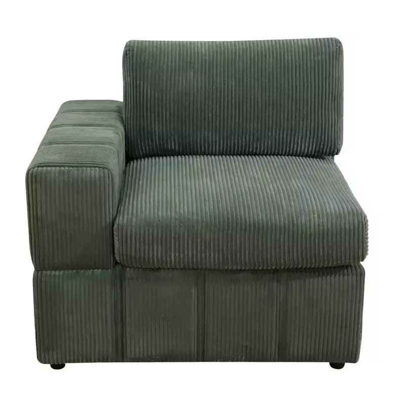 Green Corduroy Living Room Double Armrests 2-Piece Loveseat Sofa