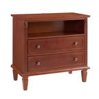 Table d’appoint avec 2 tiroirs et étagères ouvertes, table de chevet vintage avec ports USB et prises, pieds en bois robustes