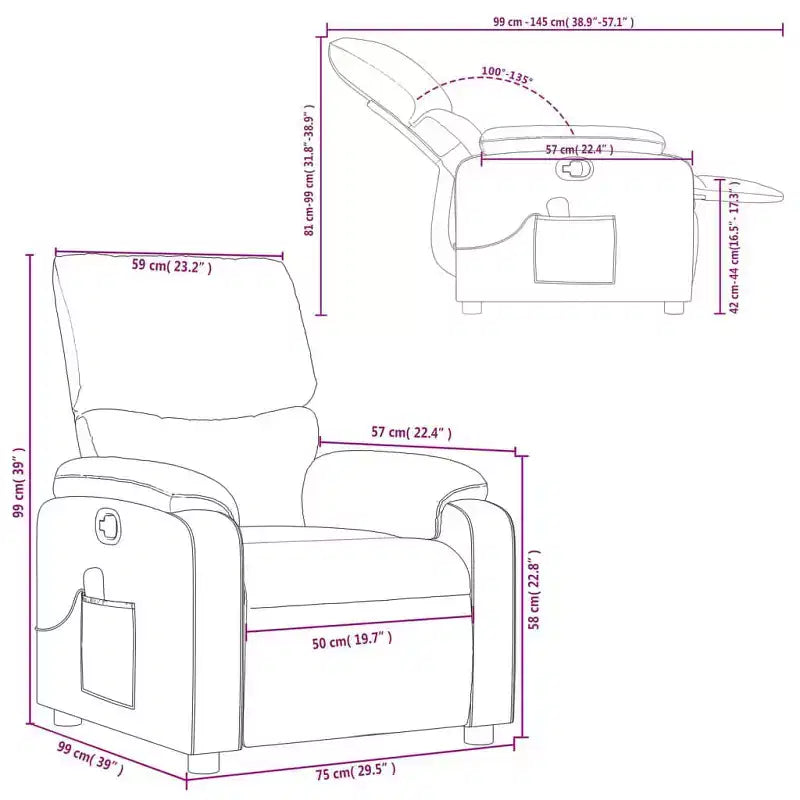 vidaXL Electric Massage Recliner Chair Polyester, metal, plywood