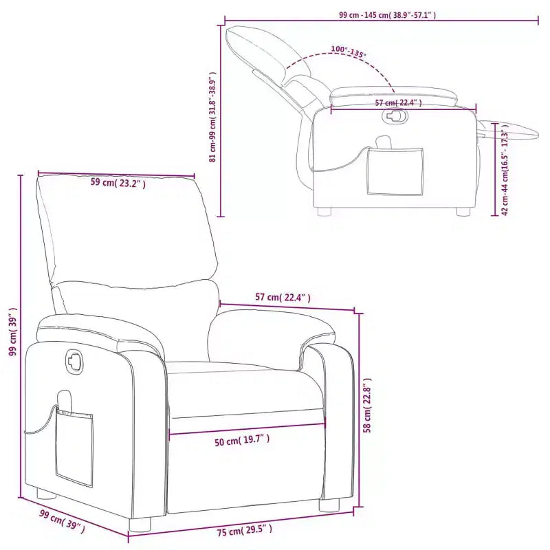 vidaXL Electric Massage Recliner Chair Polyester, metal, plywood