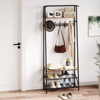 Acekool 4-in-1-Garderobenständer für den Eingangsbereich mit Schuhregal und Haken, Stahlrahmen