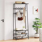 Acekool 4-in-1 Entryway Hall Tree with Shoe Rack and Hooks, Steel Frame