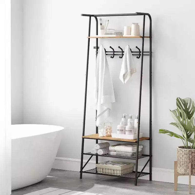 Árbol de recibidor 4 en 1 Acekool con zapatero y ganchos, estructura de acero