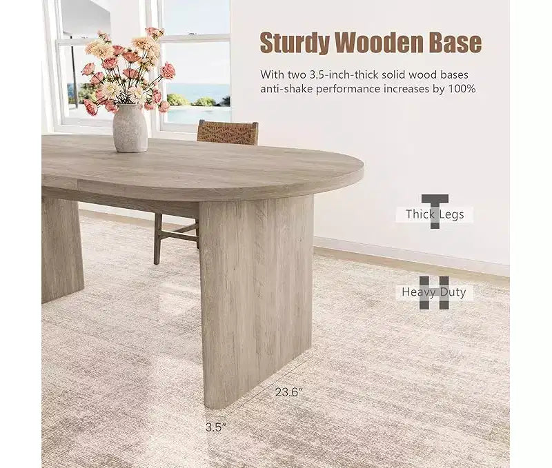 Spacious Oval Dining Table for 4-8, Double Pedestal Wood Base , Modern Farmhouse Versatile Design for Kitchen, Living, Office