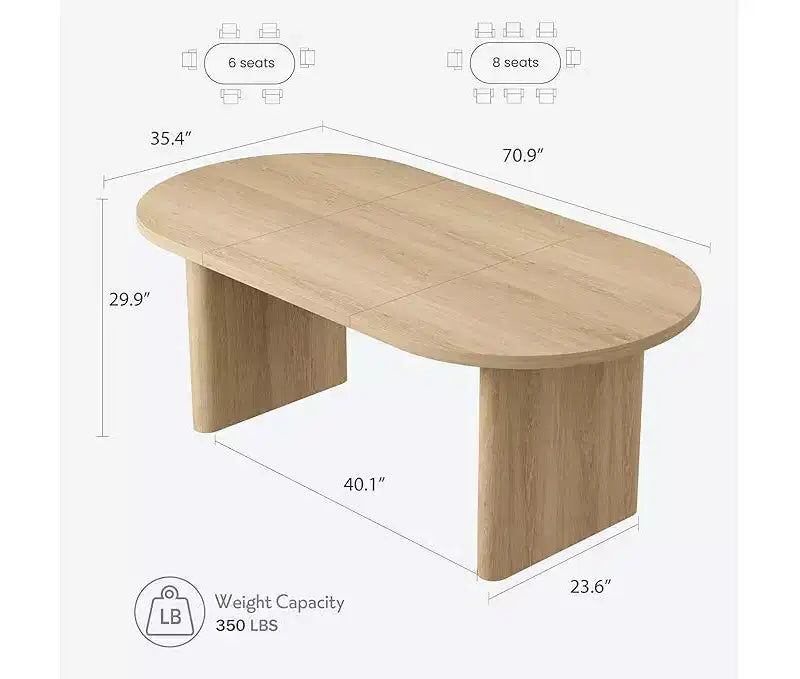 Spacious Oval Dining Table for 4-8, Double Pedestal Wood Base , Modern Farmhouse Versatile Design for Kitchen, Living, Office