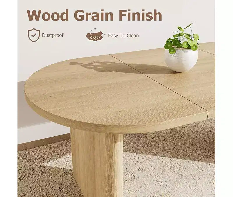 Spacious Oval Dining Table for 4-8, Double Pedestal Wood Base , Modern Farmhouse Versatile Design for Kitchen, Living, Office