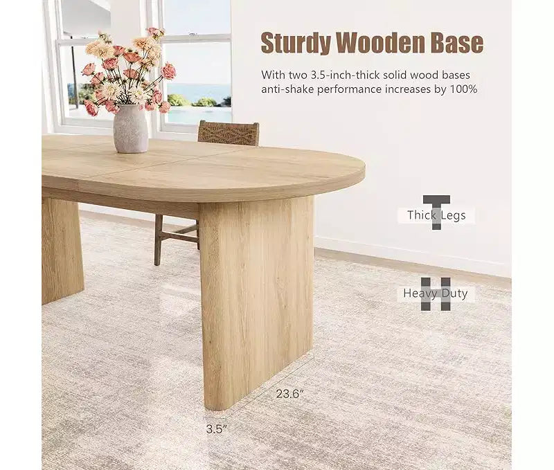 Spacious Oval Dining Table for 4-8, Double Pedestal Wood Base , Modern Farmhouse Versatile Design for Kitchen, Living, Office