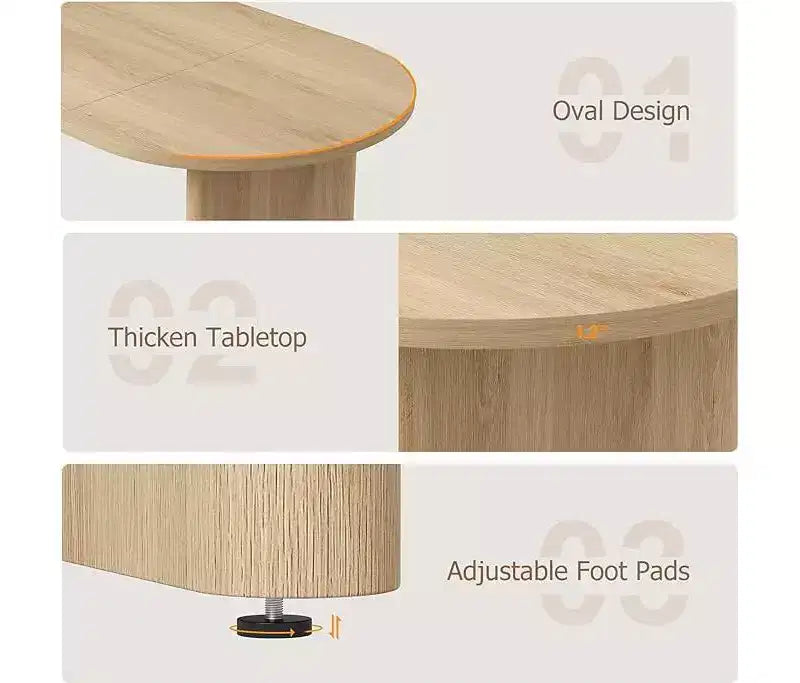 Spacious Oval Dining Table for 4-8, Double Pedestal Wood Base , Modern Farmhouse Versatile Design for Kitchen, Living, Office