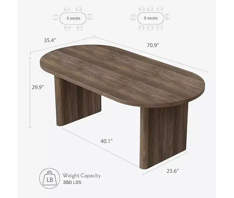 Spacious Oval Dining Table for 4-8, Double Pedestal Wood Base , Modern Farmhouse Versatile Design for Kitchen, Living, Office
