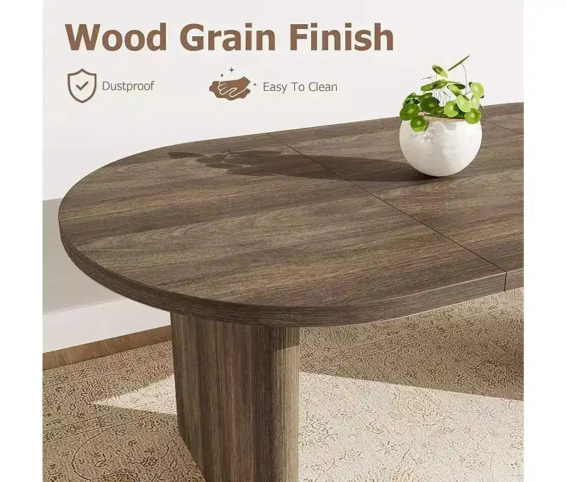 Spacious Oval Dining Table for 4-8, Double Pedestal Wood Base , Modern Farmhouse Versatile Design for Kitchen, Living, Office