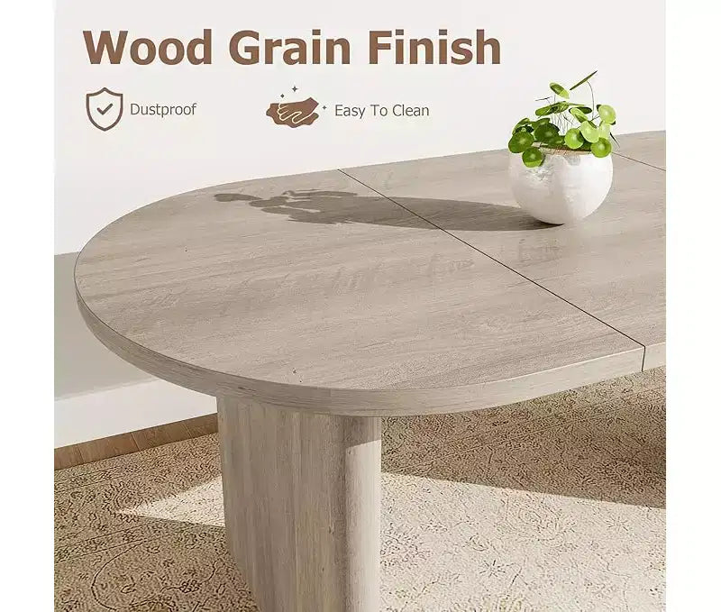 Spacious Oval Dining Table for 4-8, Double Pedestal Wood Base , Modern Farmhouse Versatile Design for Kitchen, Living, Office