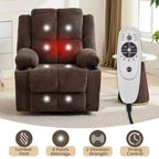 Power Lift Recliner Chair with Heat & Massage, Oversized Electric Lift Recliner with Side Pocket, Single Sofa Seat for Living Room