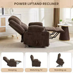Power Lift Recliner Chair with Heat & Massage, Oversized Electric Lift Recliner with Side Pocket, Single Sofa Seat for Living Room