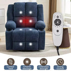 Power Lift Recliner Chair with Heat & Massage, Oversized Electric Lift Recliner with Side Pocket, Single Sofa Seat for Living Room