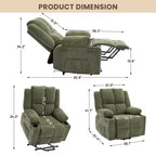 Power Lift Recliner Chair with Heat & Massage, Oversized Electric Lift Recliner with Side Pocket, Single Sofa Seat for Living Room