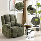 Power Lift Recliner Chair with Heat & Massage, Oversized Electric Lift Recliner with Side Pocket, Single Sofa Seat for Living Room