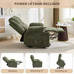 Power Lift Recliner Chair with Heat & Massage, Oversized Electric Lift Recliner with Side Pocket, Single Sofa Seat for Living Room