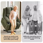 Power Lift Recliner Chair with Heat & Massage, Oversized Electric Lift Recliner with Side Pocket, Single Sofa Seat for Living Room