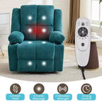 Power Lift Recliner Chair with Heat & Massage, Oversized Electric Lift Recliner with Side Pocket, Single Sofa Seat for Living Room