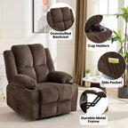 Power Lift Recliner Chair with Heat & Massage, Oversized Electric Lift Recliner with Side Pocket, Single Sofa Seat for Living Room