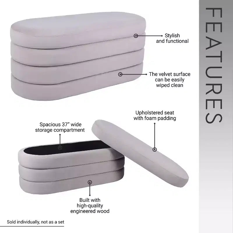 Okak Modern Stylish Soft Fabric Storage Bench with Reversible Wooden Tray Top,Comfort Ottoman Coffee Table for Bedroom,Living Room