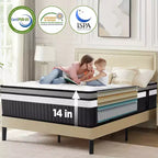 Queen Mattress, 14 Inch Gel Memory Foam and Individually Pocket Innerspring Hybrid Mattress, Queen Bed Mattress in a Box, CertiPUR-US Certified