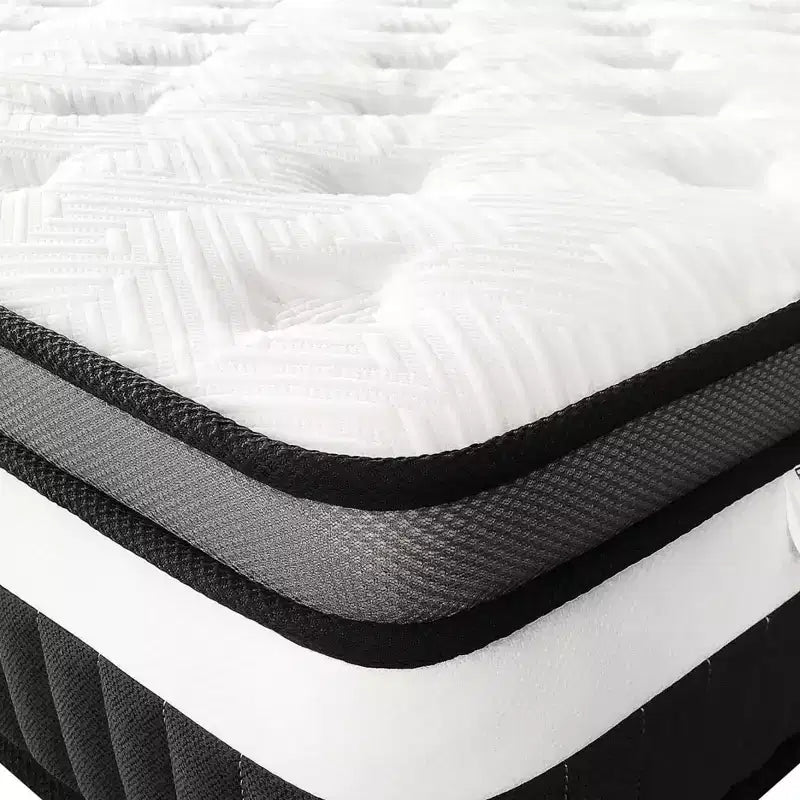 Matelas queen, matelas hybride de 14 pouces en mousse à mémoire de forme avec gel et ressorts ensachés individuellement, matelas queen emballé sous vide, certifié CertiPUR-US