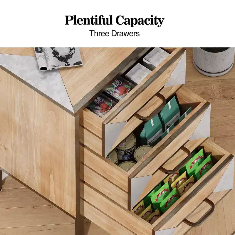 Wooden Floor 3 Drawers, Freestanding Entryway Storage Unit Console Table, Modern Organizer Cabinet for Living Room, Bedroom, ,Hallway & Office
