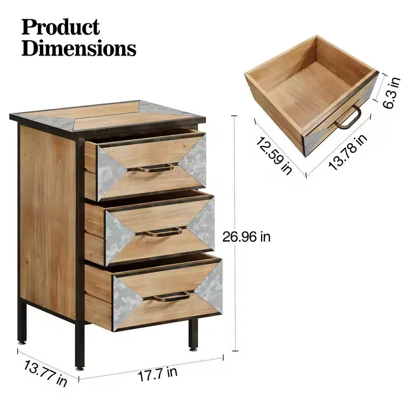 Wooden Floor 3 Drawers, Freestanding Entryway Storage Unit Console Table, Modern Organizer Cabinet for Living Room, Bedroom, ,Hallway & Office