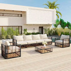 Whisen Modern Minimalist 7-Piece Patio Sectional Sofa Set, All-Weather Garden Conversation Furniture Set